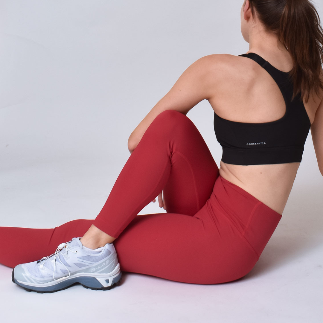 Women's Red Running High Waisted Leggings